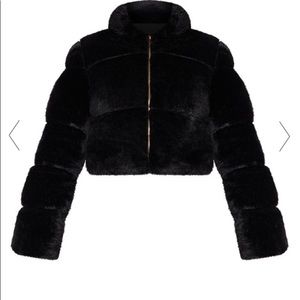Black Faux Fur Puffer Jacket